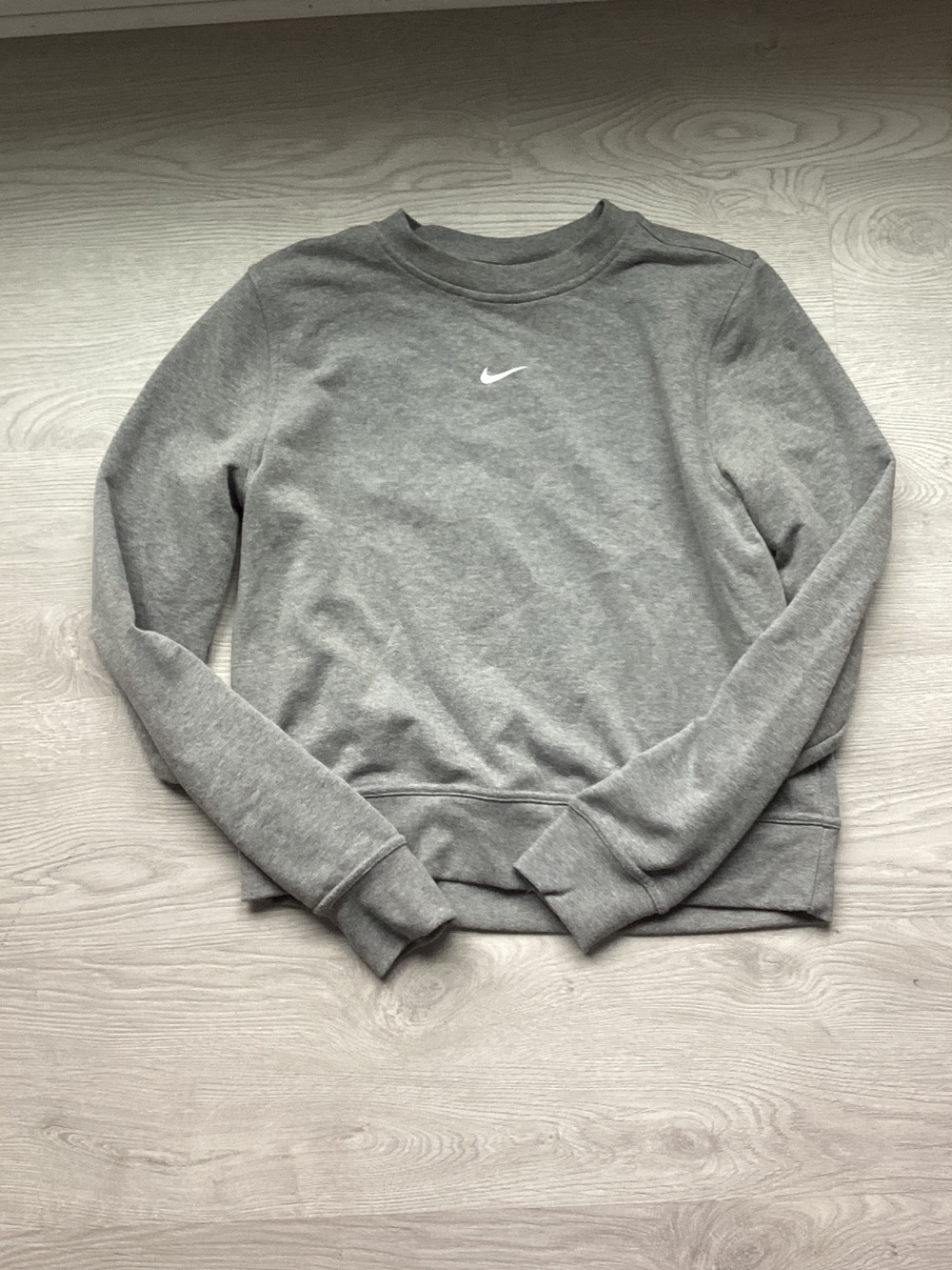 Nike Men's Grey Crewneck Sweatshirt with White Swoosh